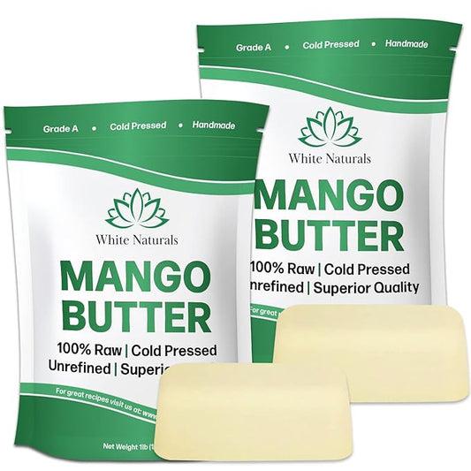 Unrefined Organic Mango Butter 2 lb (Each In 1lb Bags) Raw, Natural, Pure, Use Alone or in DIY Whipped Body Butters, Soap base, Lotions, Lip Balms, Hair Masks