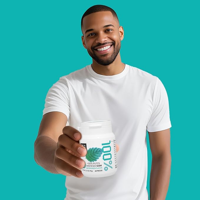 DC24 DAILY CARE Xylitol Gum without Aspartame, Sugar Free Chewing Gum for Cavities, Natural Wintergreen Flavor, Gluten Free, Vegan, 60 Pieces, Pack of 2