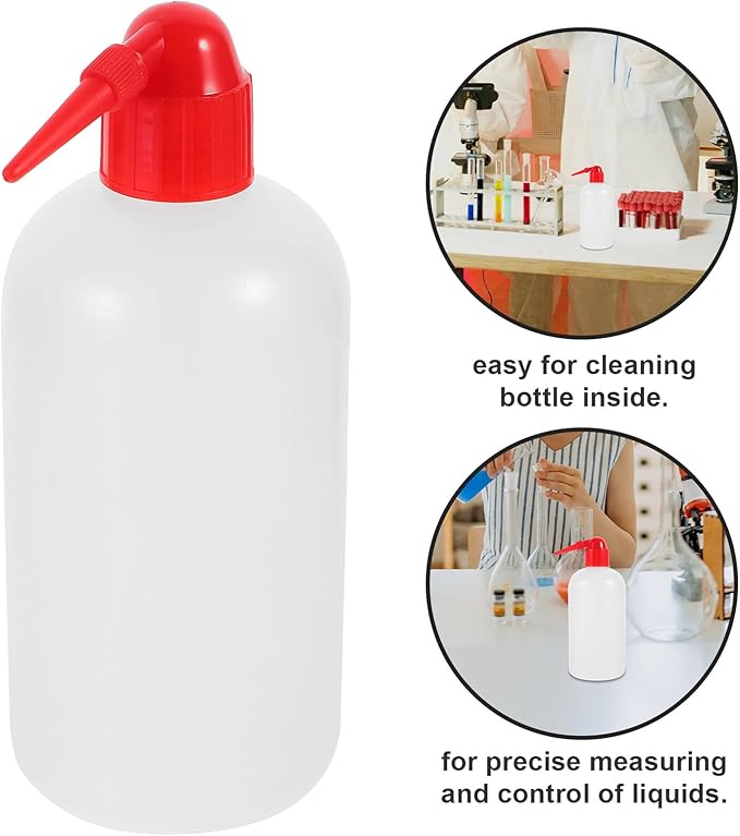 2 pcs Graduated Wash Bottle with Scale Narrow Mouth Pointed Plastic Rinse Bottle for Laboratory Use Lightweight Portable Cleaning Apparatus
