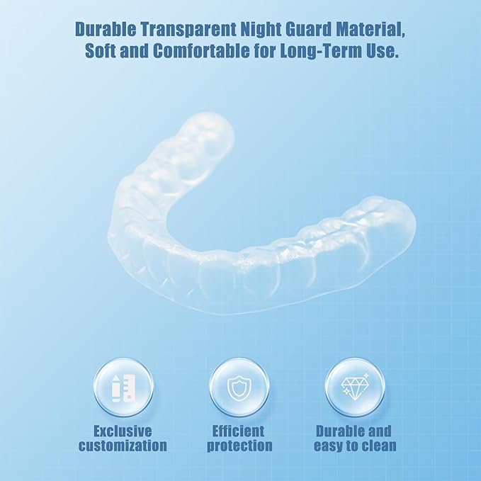 2 Custom Mouth Night Guard for Bruxism/Grinding/TMJ at Night, Bite Guard for Teeth Clenching Nighttime, for Adults & Kids (Upper & Lower Set 1.5mm)