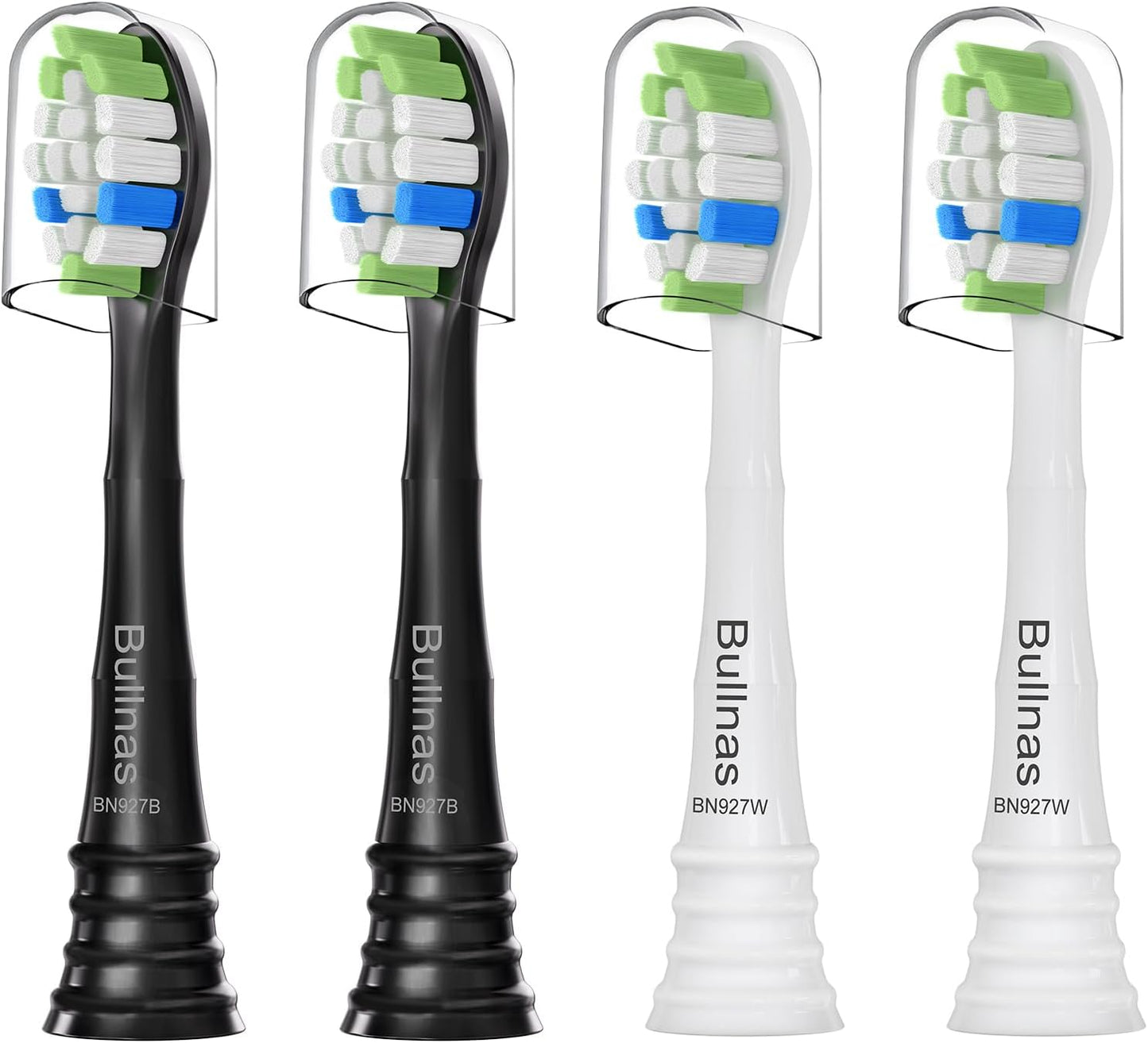 Replacement Toothbrush Heads Compatible with Philips Sonicare ProtectiveClean 4100 5100 5300 6100 Electric Toothbrushes, W Replacement Head for Sonicare, Black/White, 4 Count