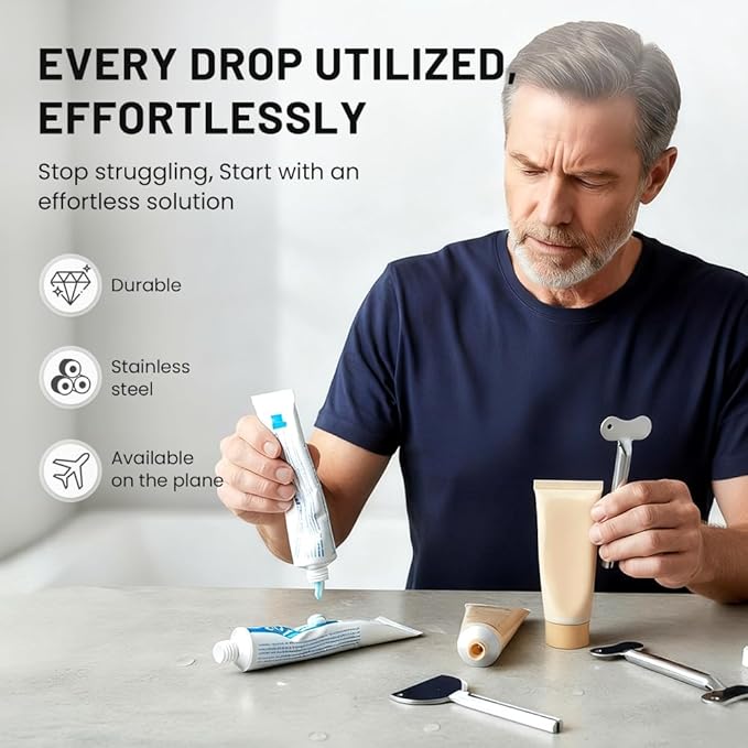 Toothpaste Squeezer, Metal Tube Squeezer Key Stainless Steel Toothpaste Roller Tube Wringer for Paint, Cream, Cosmetic and Hair Dye (B*2 PCS)