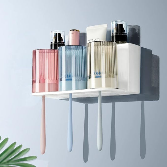 𝟐𝟎𝟐𝟓 𝐔𝐩𝐠𝐫𝐚𝐝𝐞𝐝 So Nice Toothbrush Holders for bathrooms Accessories Wall Mounted,Electric Shower Toothbrush Holder White Plastic toothbrushes Holder Set for Kids with 3 Cups