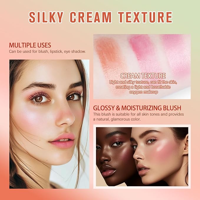 Blush pH Tinted Moisture Stick, Multi-Use Cream Blush Stick, Natural Nude Makeup for Cheeks, Eyes and Lips, Waterproof Natural Nude Makeup, Suitable for All Skin (1# Shy Pink)