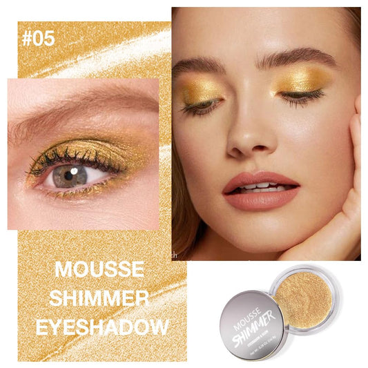 Gold Mousse Single Eyeshadow Palette –Neutral Matte & Shimmer Eyeshadow,Mini Cream Glitter Eye shadow,Long Lasting Highly Pigmented Eye Makeup Compact Travel Siz Eye shadow for Older Women 05#