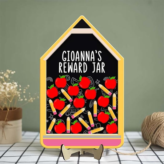 Personalized Reward Jars for Kids - Magnetic Reward Jar for Classroom Behavior – Incentive Jar with Stars for Teachers & Kids – Class Rewards Chart, Potty Training, Behavior Management, Style 04