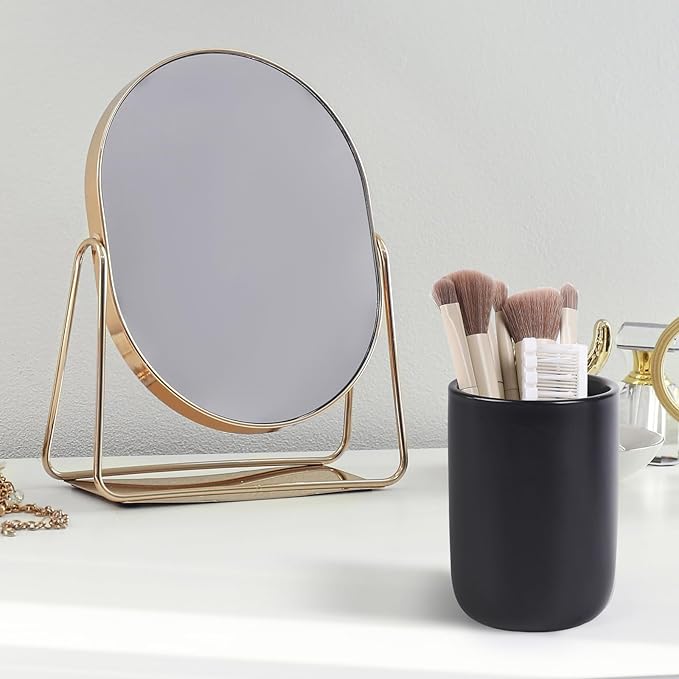 BosilunLife Ceramic Toothbrush Holder - 12oz Bathroom Toothbrush Holder Black Tooth Brush Holders Tumbler Cups Reusable Toothbrush Mouthwash Cup Small Toothbrush and Toothpaste Holder