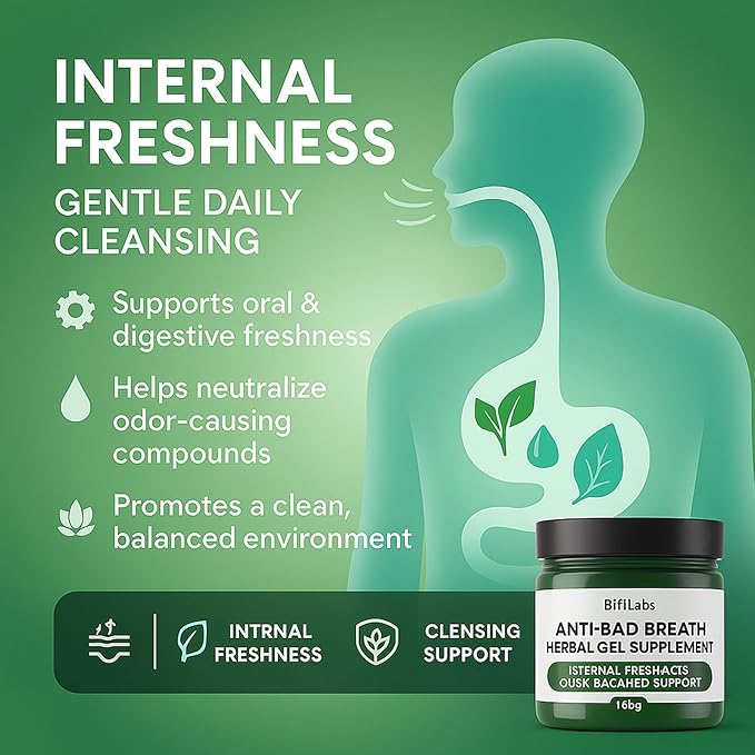 Anti-Bad Breath Herbal Gel – Fresh Breath Support from Within – Daily Herbal Cleansing Gel with Chlorophyll, Peppermint & Parsley – Plant-Based Internal Breath Freshener – 120g (2)