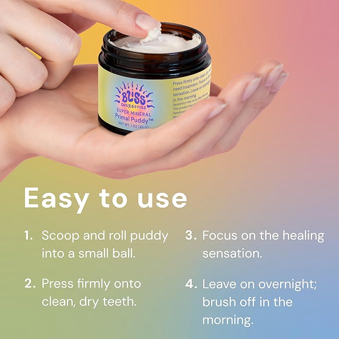 Bliss Energetics Remineralizing Tooth Puddy | Fluoride-Free with Hydroxyapatite | Remineralization | All Natural Ingredients & Preservative Free | Mineral-Rich Spot Treatment 2oz