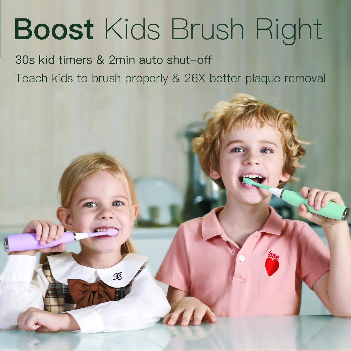 Kids Electric Toothbrushes Sonic Rechargeable Tooth Brush Gifts for Boys and Girls Smart Timer Power Toothbrush - 3 4 5 6 7 8 9 10 11 12 (Mint)