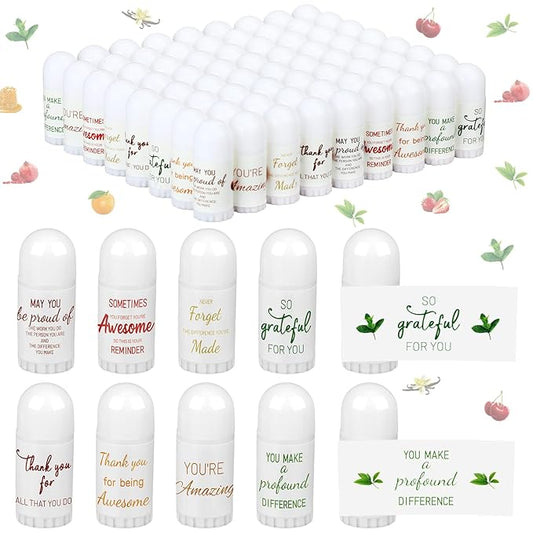 72 Pcs Christmas Mini Lip Balm Bulk Gift, 8 Assorted Flavors, Moisturizing for All Skin Types Thank You Gift for Employees, Operation Christmas, Women, Christian Charity Donation, Thanksgiving