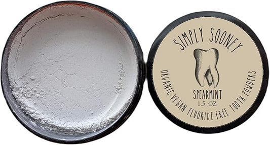Simply Sooney Remineralizing Vegan Mineral Tooth Powder I Spearmint Formula I Natural Whitening I Stronger Teeth 1.5oz (1.5oz jar)