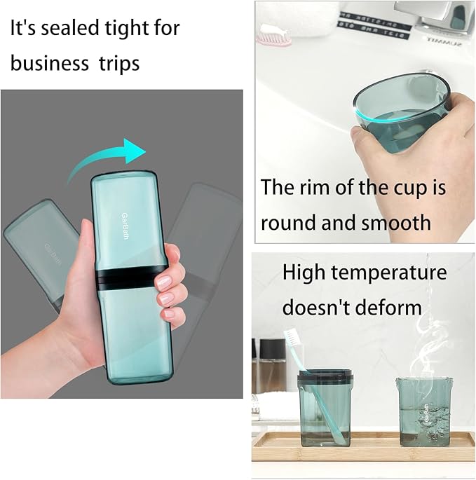 Travel Toileting Cup, Transparent Mouthwash Cup, Portable Toothbrush Case with Cover, Bathroom Toiletries Toothpaste Toothbrush Storage Box for Travel Camping Home School Business Trip