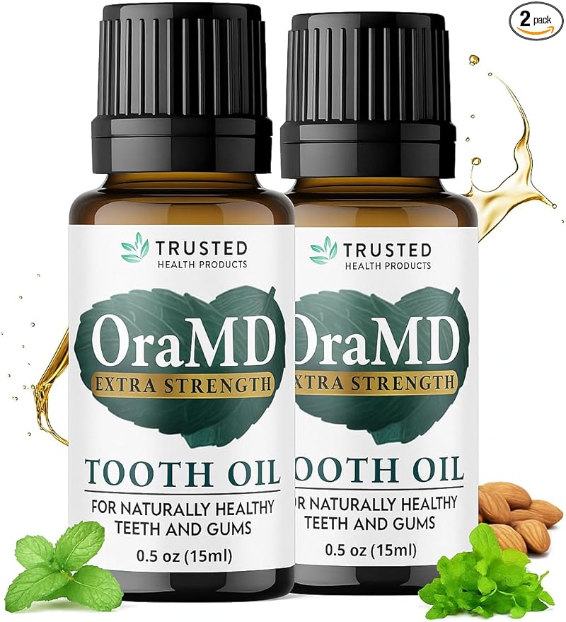 OraMD 4-in-1 Extra Strength Tooth Oil - Clinically Tested Gum Disease Treatment, Gingivitis Treatment and Sensitive Teeth and Gums - All-Natural (2 Pack)