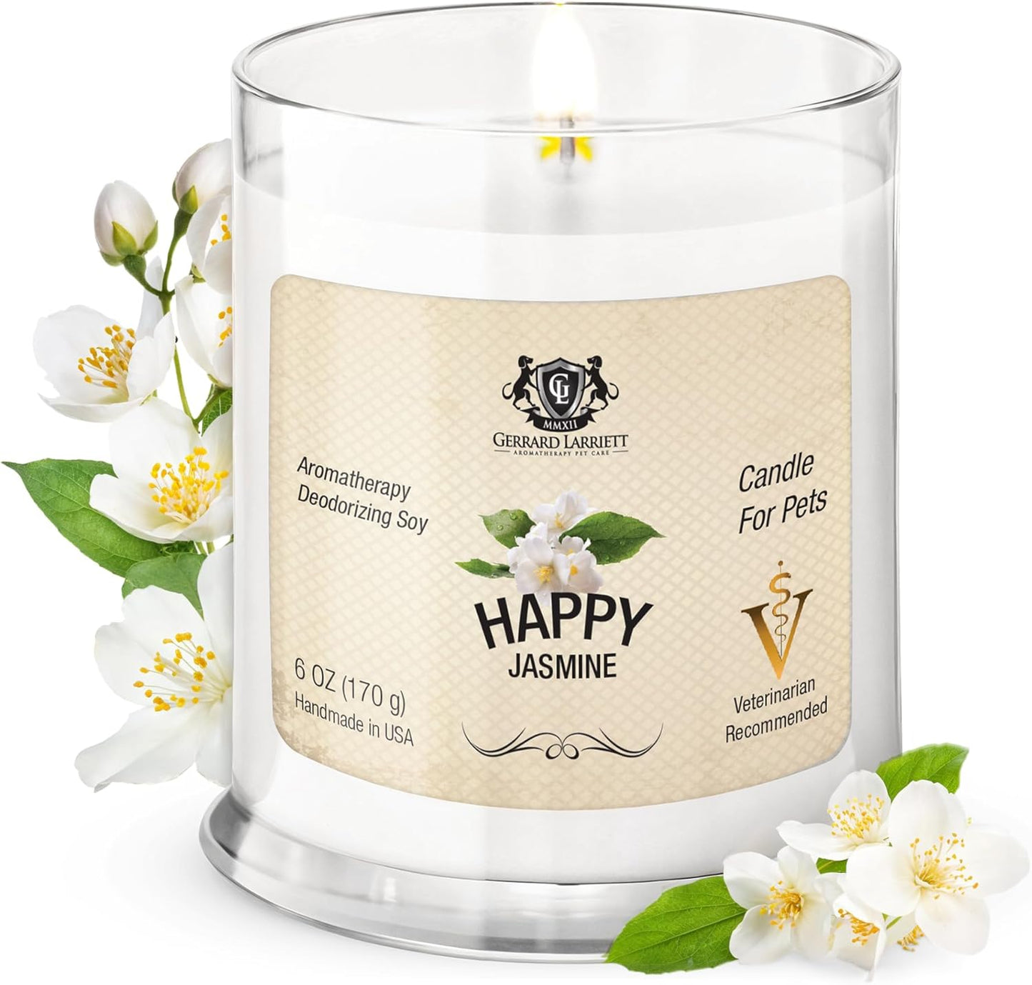 Pet Odor Eliminator Candle Happy Jasmine Scented Candle, Calming Candles Aromatherapy for Home Decor, Soy Wax Pet Candles Odor Eliminator for Animal Lover, Aromatherapy by Gerrard Larriett