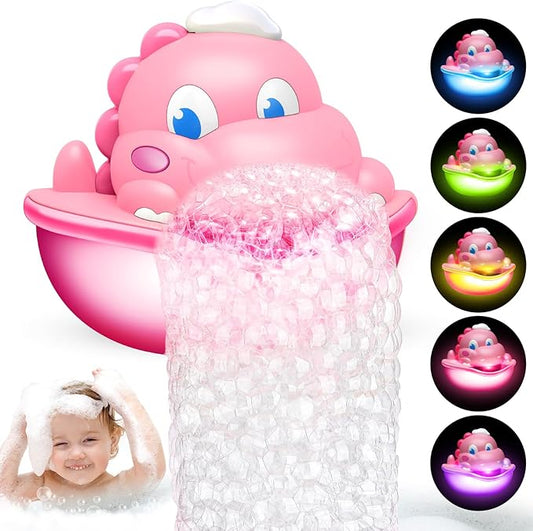 Bath Toys,Light-Up Bath Bubble Machine Automatic Bubble Maker Bathroom Toy for Kids Ages 1-3 4-8 Toddler Bathub Toy Dinosaur Toys for Kids 3-5