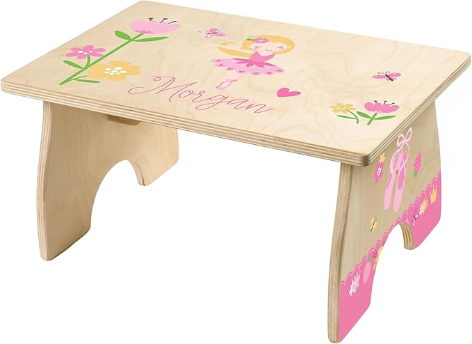 Step Stool for Toddlers- Personalized Wood Kids Step Stool with Name for Kitchen Sink, Bathroom, Potty Training, Toilet, Kitchen Sink- Sturdy and Safe- Made in USA by BloomOwl (Dance)