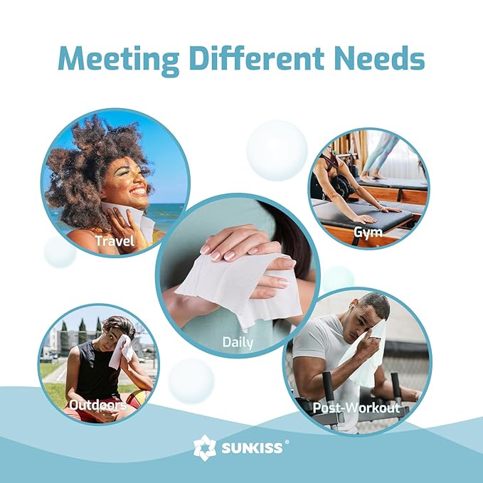 SUNKISS Trustplus Wet Wipes for Adult No Rinse, Extra Large 8”x12” Body Cleaning Washcloths for Elderly Incontinence & Cleansing, Fresh Scented, 50 Count