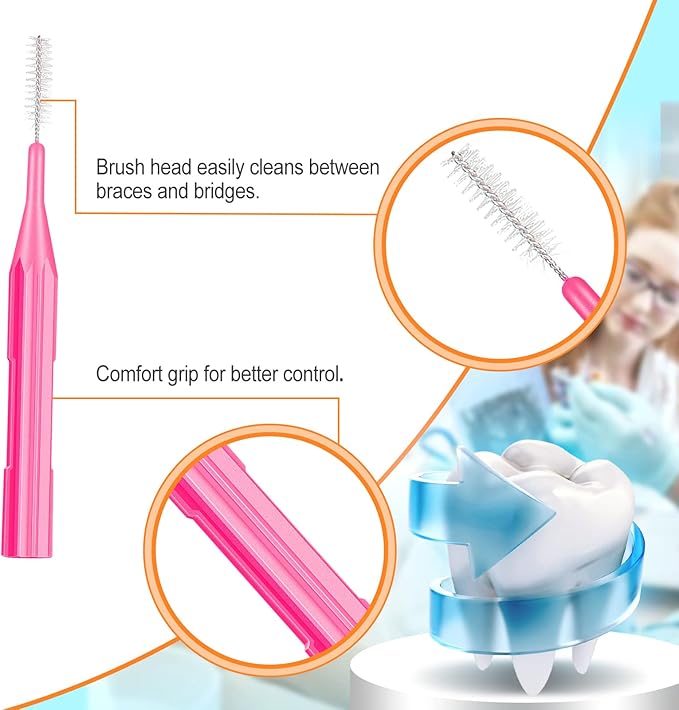 Zopeal 250 Pieces Braces Flossers Interdental Brush for Cleaner Tooth Toothpick Dental Teeth Flossing Picks Head Oral Dental Hygiene Cleaning Tool Soft Cleaners(Cute Color)