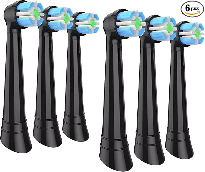 IO Replacement Brush Heads Compatible with Oral B iO Series 2-10 Electric Toothbrushes (Black, 6 PCS)