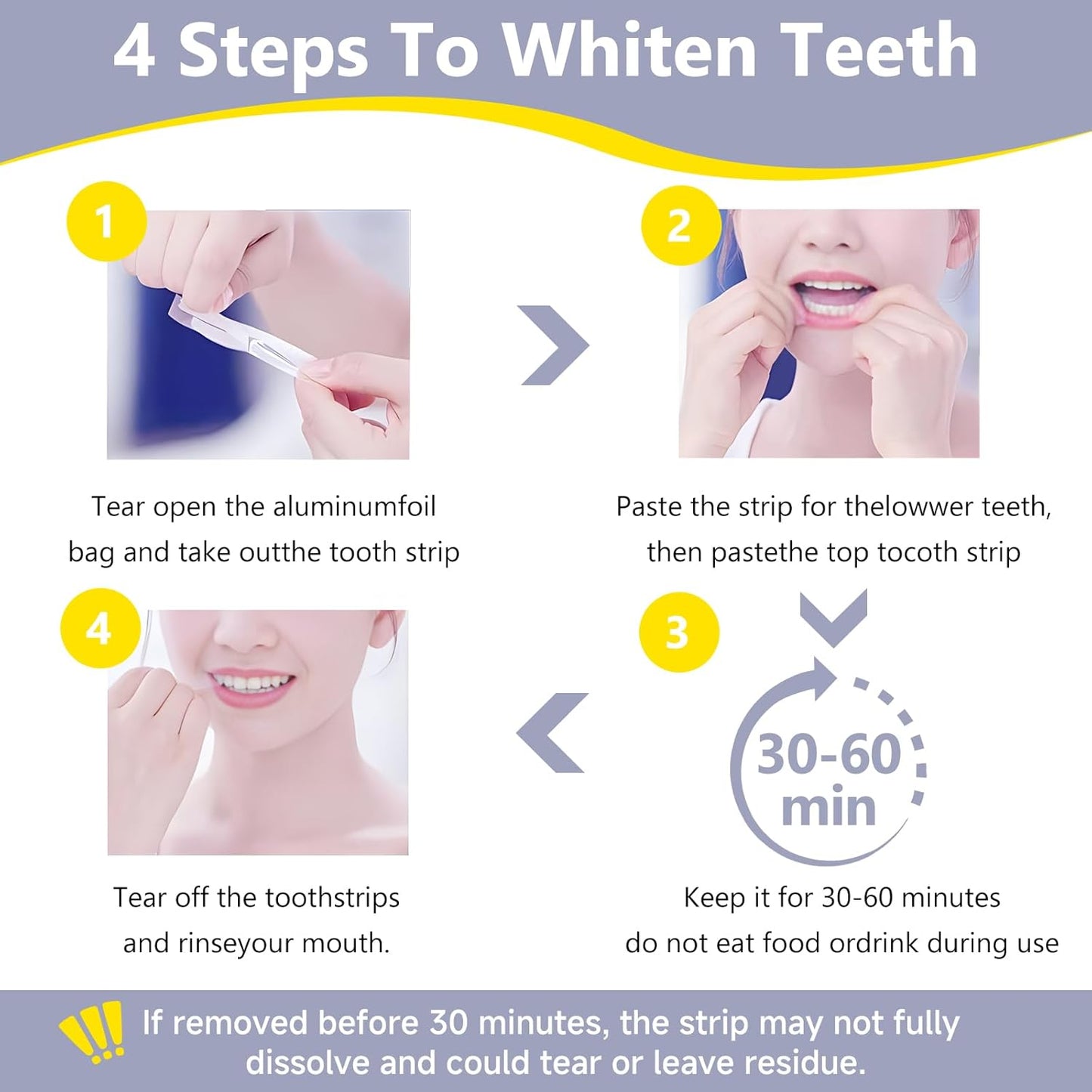 Teeth Whitening Strips for Sensitive, Whitener Safe Whitestrip, Deep Stains Removal Tooth Whitening, Enamel Safe Non-Slip Dry Strip Technology for Whiter Teeth