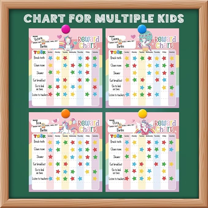 Reward Chart for Kids – Unicorn Magnetic Kids Behavior Chart, Pad with 26 Chore Charts, 1920 Star Stickers, 49 Incentive Stickers, Responsibility Chart for Kids Girls Toddlers - Kids Chore Chart