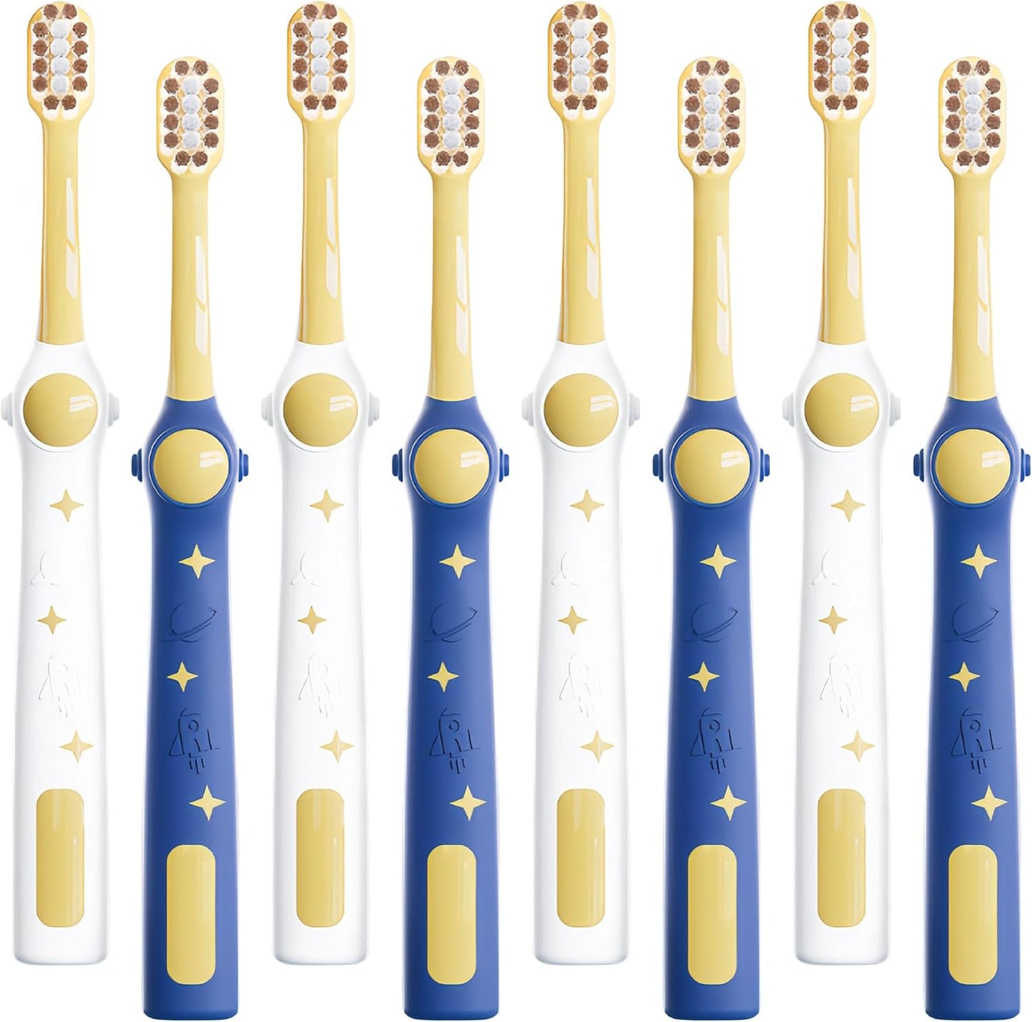 EASICUTI Extra Soft Toddler Toothbrushes 8 Pack, Space Style Kids Toothbrushes for Ages 2-12 Years, Baby Toothbrush 12 Months and up, Childrens Toothbrush Help Remove Plaque and Stains-Blue, White