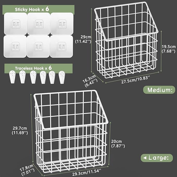2 Pack Bath Toy Storage Organizer Basket, Large Metal Bathtub Toy Holder, Wall Mounted Hanging Shower Basket, Bath Toy Organizer For Bathtub for Easy Access and Sorting Toys/Clothes/Toiletries