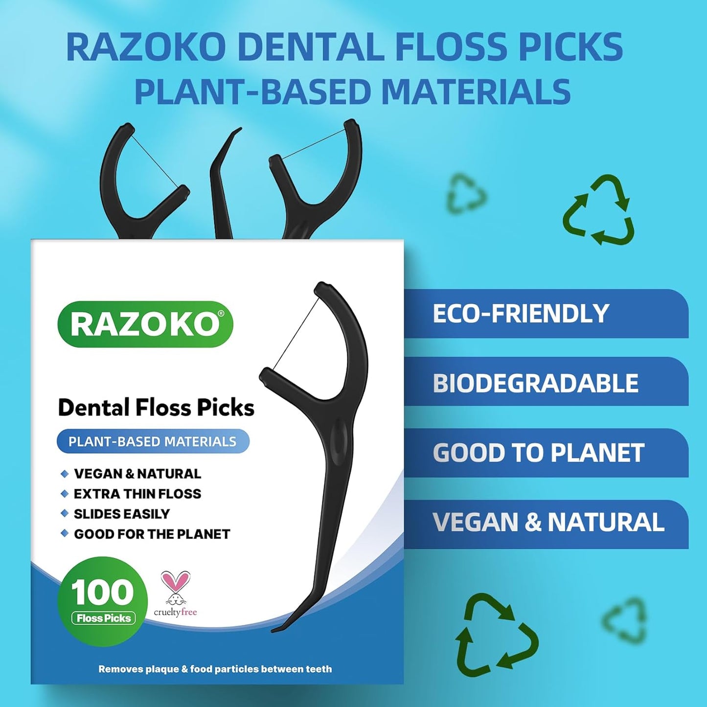 Biodegradable Dental Floss Picks - Easy Glide for Fresh Breath and Healthy Gums