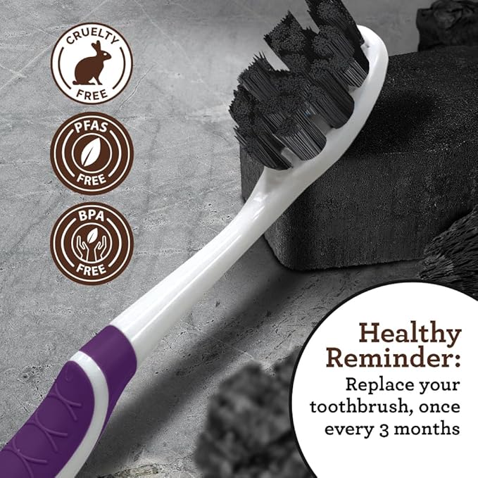 GuruNanda Butter on Gums Charcoal Toothbrush - 8,000+ Softex Bristles for Sensitive Teeth & Gums, Aids in Teeth Whitening, Extra Soft (1 Count)