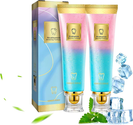2Pcs Niacinamide Whitening Toothpaste, Bright White Toothpaste for Fresh Breath, Nicotinamide Dazzling White Toothpastes, Removal Tooth Stains, Complete Care Dazzling White Toothpastes