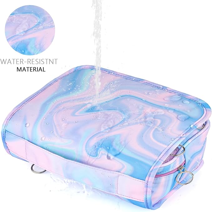 Purple Hanging Toiletry Bag for Girls, Travel Toiletry Bag for Teen Girls Cosmetic Makeup Waterproof Wash Bag Traveling Toiletries, Fluid