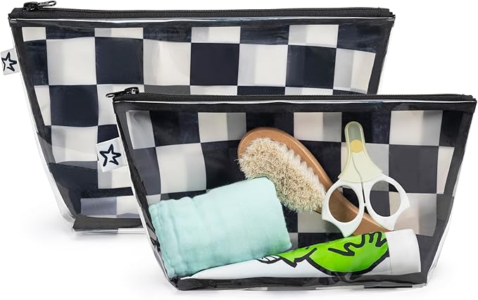 Tiny Twinkle Diaper Bag Organizing Pouches | Mess-Proof Clear Front Travel Organizer Bags | TSA Approved Toiletry Bag Set for Baby and Mom Essentials