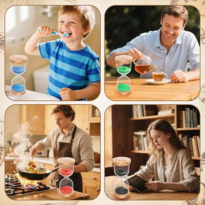 2 Minute Sand Timer, Wooden Hourglass Sand Clock, Small Wood Blue 2 Min Hour Glass, Two Minutes Sandglass for Brushing Teeth, Reloj De Arena, Classroom, Game, Kitchen, Home, Office