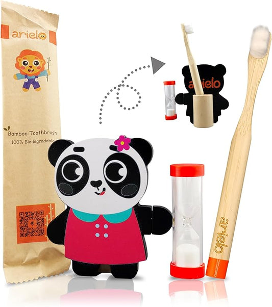 Arielo Panda Toddler Toothbrush Holder with Timer - 3 MIN Timer for Autism & Sensory Kids