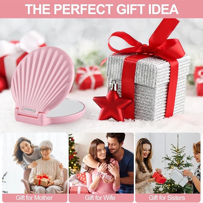 Mini Compact Mirror for Travel - 3.5" Portable, 2-Sided, Lightweight & Shatterproof, Folding Hand Held Mirror, Unique Gift for Women