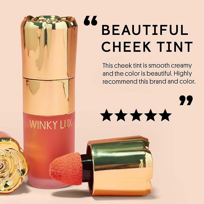 Winky Lux Cheeky Rose Liquid Blush - Gel Cream Makeup with Buildable Color and Lightweight Velvet Finish, Long-Lasting Deep Coral Shade, Darling