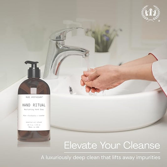 Muse Apothecary Hand Ritual - Aromatic and Nourishing Hand Soap, Infused with Natural Aromatherapy Essential Oils - USDA Certified Biobased - 16 oz, Rosemary Mint + Hemp