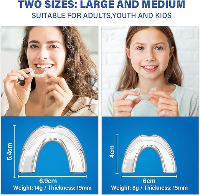 4 Pack Moldable Mouth Guard for Teeth Grinding at Night with Denture Bath Box for Adults Kids, Mouthguards for Grinding Teeth Dental Guard for Clenching Teeth, Sport Athletic, Whitening Tray