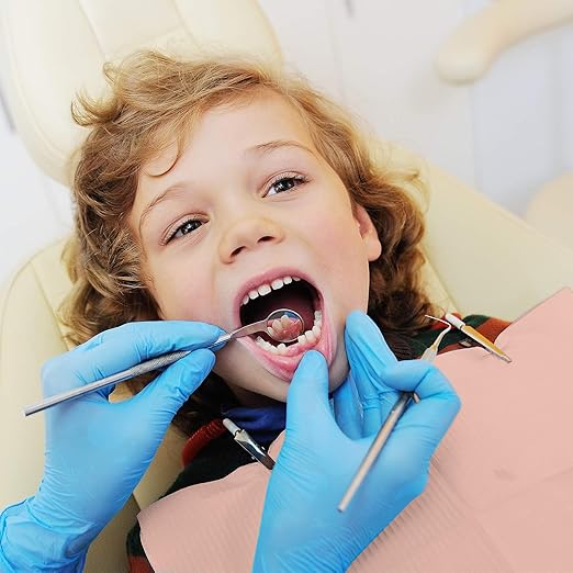 JMU 125 Pack Dental Bibs Disposable, 2-Ply Paper 1-Ply Film Dental Bibs 13" x 18", Orange