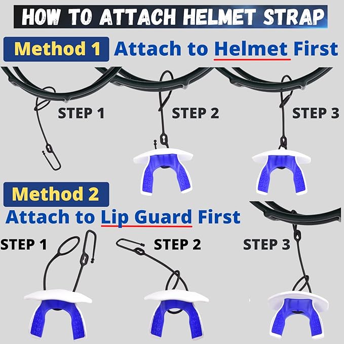 Oral Mart Flag Football Mouth Guard with 3D LipFit Design for Kids - Youth Tackle Football Mouthguard (No Boil) Cool Instant Fit Lip Guard Mouthpiece for Braces (Detachable Helmet Strap Included)