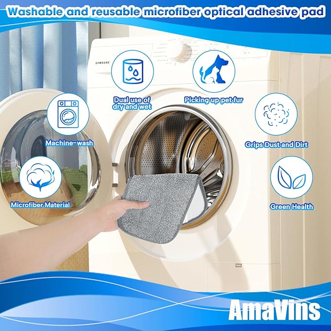 3 Pack Reusable Mop Pads Compatible with Wet Jet Mops, Wet Jet Pads Refills, 12-inch Washable Microfiber Mop Pads for Floor Cleaning Wet Dry Use for Any Floor Types