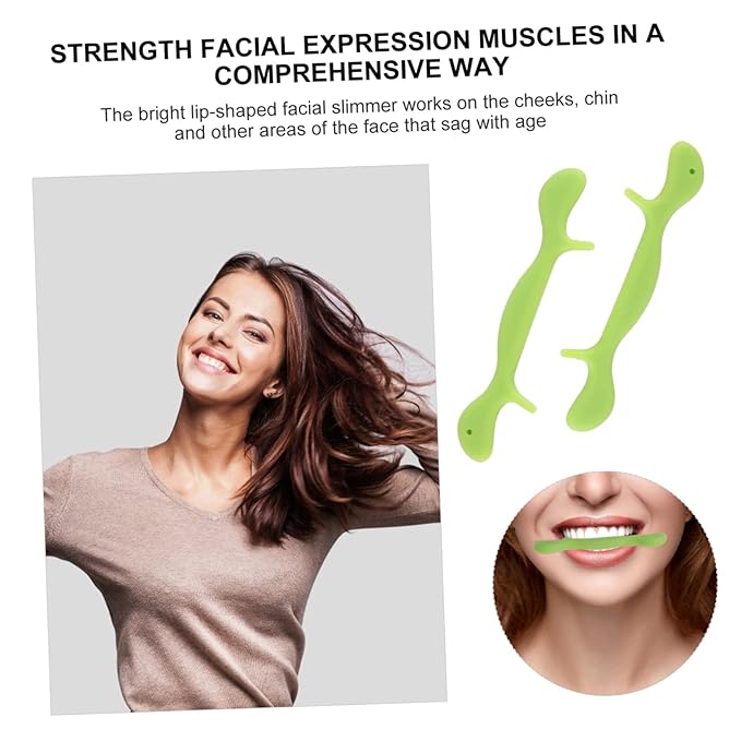 2pcs Silicone Lip Shaper Face Mouth Tightener for Training and Facial Muscle Exercise Mouth Exerciser for and Appearance Green