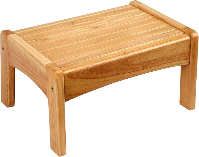 Wildkin Wooden Slatted Step Stool for Adults & Kids – Skid-Proof, 14 x 9.5 x 7 in, Durable for Bathroom & Kitchen Use, Holds Up to 150 lbs - Oak Finish