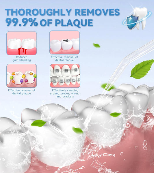 Water Dental Flosser for Teeth Cleaning with 1000ML Large Capacity and UV Storage, 10 Adjustable Pressure Electric Oral Irrigator with 7 Jet Tips for Home Use, Gums, Braces (White)