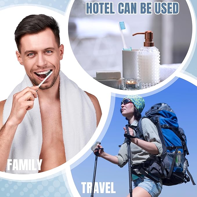 Patelai 2 Pieces Travel Toothbrush Set, Soft Bristle Mini Foldable Tooth Brush with Case, Individually Wrapped Small Portable Travel Size Toiletries Stuff for Camping (Classic Color)