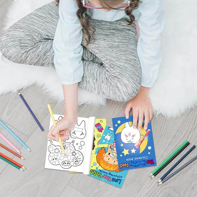 Dental Kids 24‑Pack 5″ × 7″ Mini Dental Coloring & Activity Books – 6 Pages Small Teeth Color Booklets | Classroom & Dental Party Favors, Birthday Goody Bag Gifts, Kids 3+