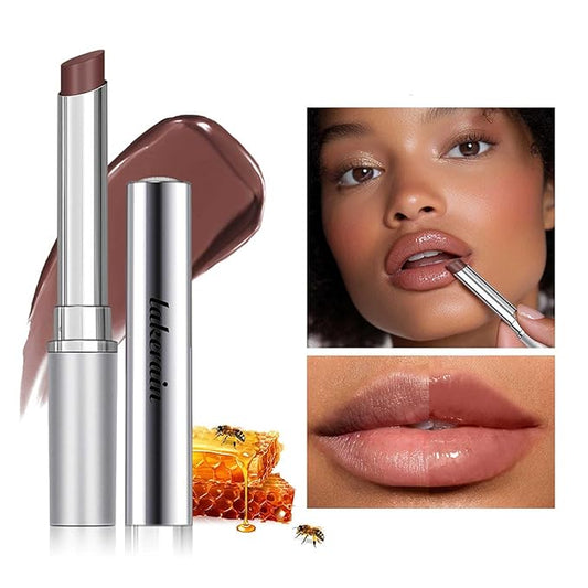 2PCS Honey Lipstick Tinted Lip Balm - Sheer Hydrating Lipstick for All Skin Tones - Moisturizing Lip Color, Nourishing Lip Balm with a Hint of Natural Black Cherry Tint (2Pcs Nude Honey)