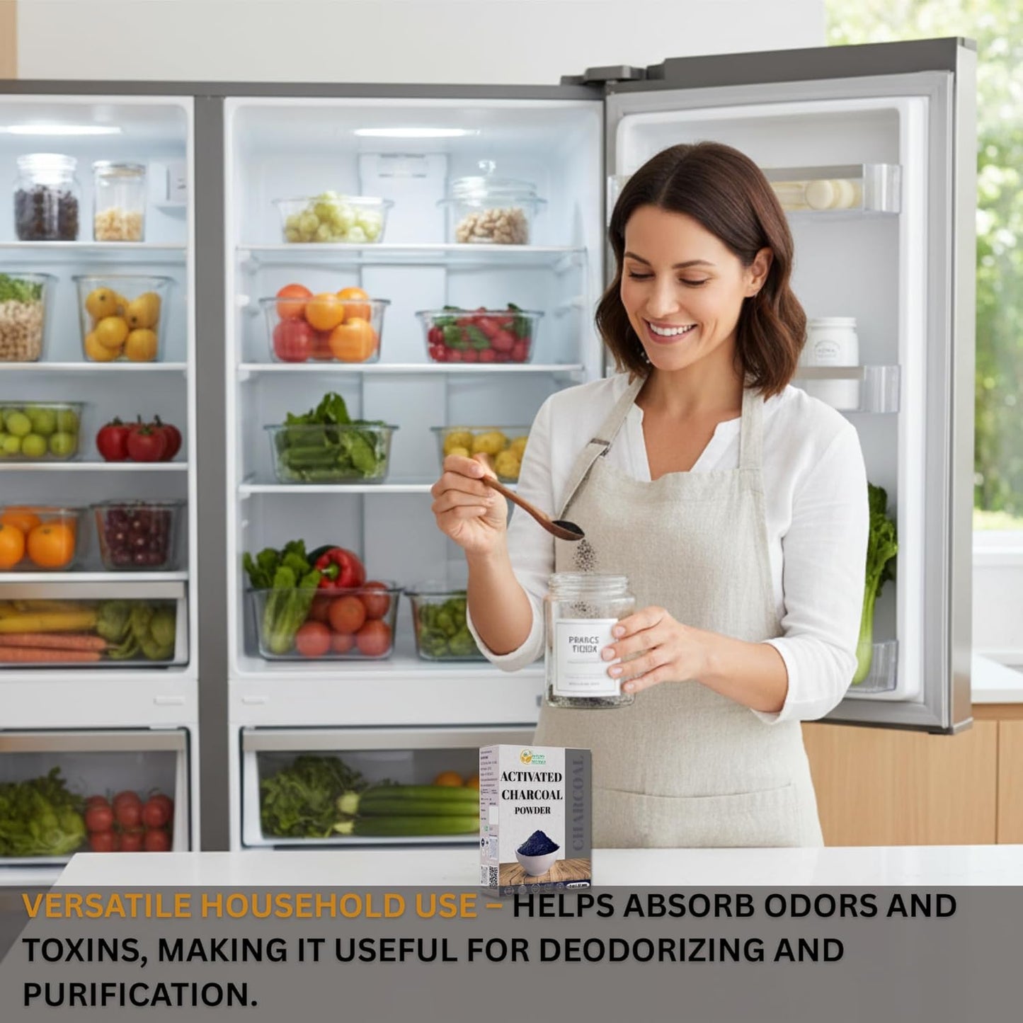 Herbs Botanica Activated Charcoal Powder, Food Grade Natural Detoxifier for Digestive Health, Teeth Whitening, Detoxification & Bug Bite Relief, 8 oz / 227 gm