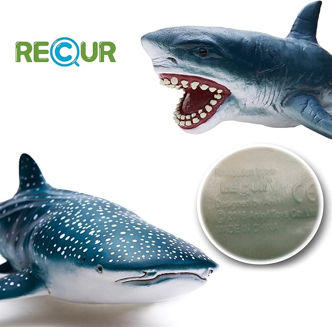 Gemini&Genius Great White Shark and Whale Shark Action Figure Set Soft Rubber Ocean Sea Animal Marine Animal Model Toys for Kids Swimming, Beach, Bath, Role Playing